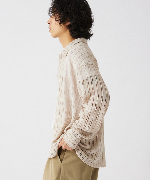 JOURNAL STANDARD relume(ジャーナルスタンダード レリューム)の「ストライプ レースシャツ(シャツ/ブラウス・メンズ・グリーン/アイボリー/ブラックミックス・LARGE/MEDIUM)」の13枚目の写真