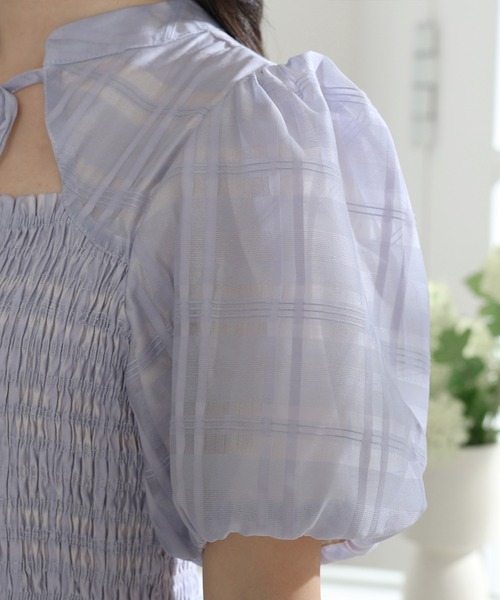 Lace Ladies（レースレディース）の「シアー タータンチェック パフスリーブ ティアード ワンピース（ワンピース・レディース・ラベンダー/ベージュ/ブラック・S/FREE）」の20枚目の写真