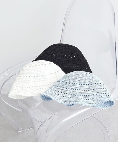 earth music&ecology（アースミュージックアンドエコロジー）の「透かし編みサーモハット（ハット・レディース・ホワイト/ライトブルー/ブラック・FREE）」の14枚目の写真