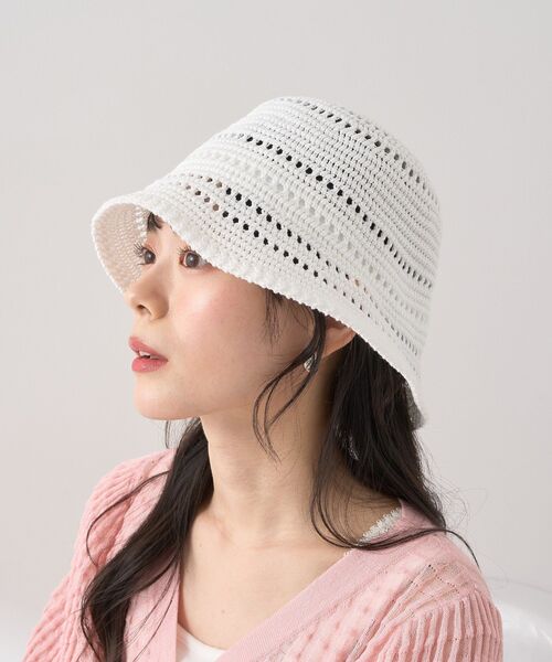 earth music&ecology（アースミュージックアンドエコロジー）の「透かし編みサーモハット（ハット・レディース・ホワイト/ライトブルー/ブラック・FREE）」の17枚目の写真