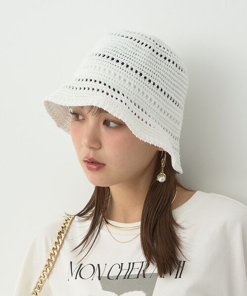 earth music&ecology（アースミュージックアンドエコロジー）の「透かし編みサーモハット（ハット・レディース・ホワイト/ライトブルー/ブラック・FREE）」の20枚目の写真