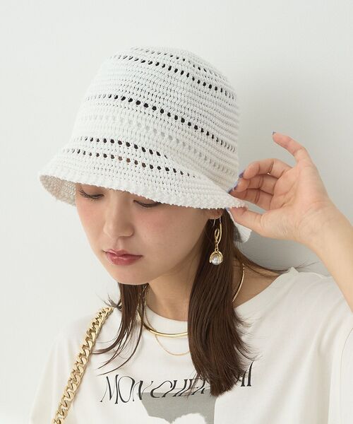 earth music&ecology（アースミュージックアンドエコロジー）の「透かし編みサーモハット（ハット・レディース・ホワイト/ライトブルー/ブラック・FREE）」の21枚目の写真