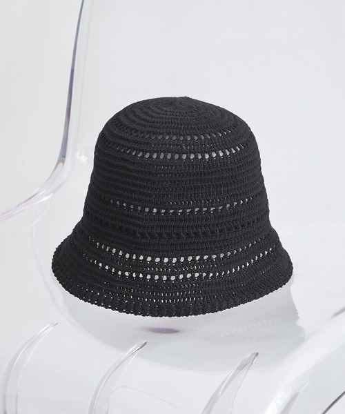earth music&ecology（アースミュージックアンドエコロジー）の「透かし編みサーモハット（ハット・レディース・ホワイト/ライトブルー/ブラック・FREE）」の3枚目の写真