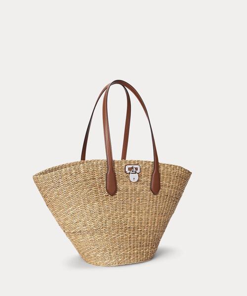 LAUREN RALPH LAUREN ★ 上質な素材の ストロー トートバッグ ストロー エクストララージ Tanner トート バッグ（トートバッグ