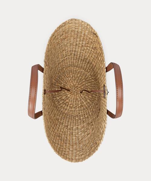 Lauren Ralph Lauren☆ストロー トート バッグ 靭皮 2色【UK発】 LAUREN RALPH トートバッグ ウーブン ストロー ミディアム Brie