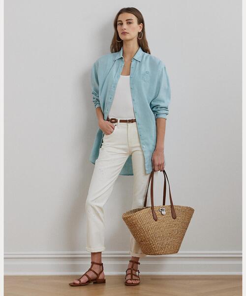 【関税込＊国内発送】Lauren Ralph Lauren ストロートートバッグ ストロー エクストララージ Tanner トート バッグ（トートバッグ