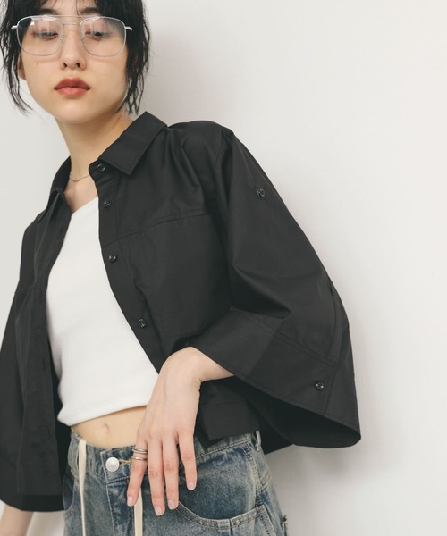 KBF / ケービーエフ クロップドハーフスリーブシャツ KBF｜クロップドハーフスリーブシャツ | Rakuten Fashion(楽天