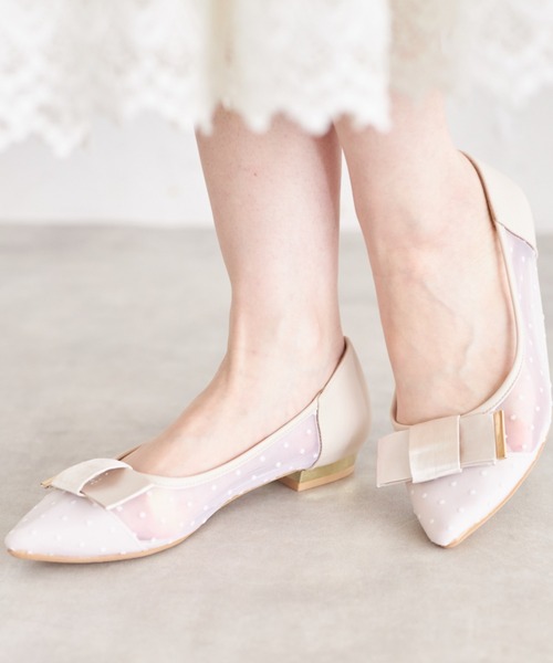 tocco closet(トッコ クローゼット)の「リボン付きシアードットバレエシューズ(バレエシューズ・レディース・シルバー/ブラック/ベージュ・LL/S/M/L)」の3枚目の写真