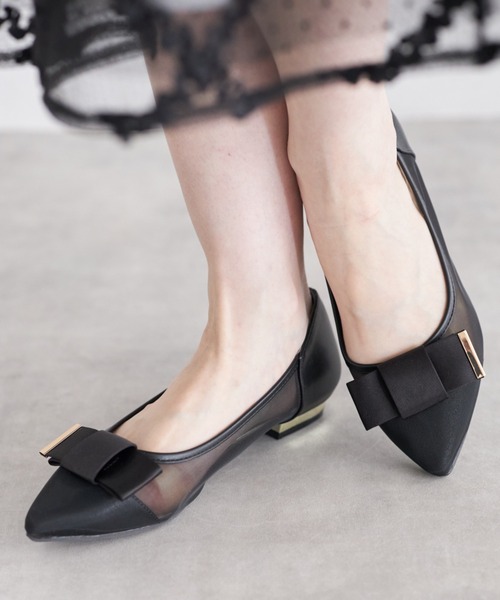 リボン付きシアードットバレエシューズ（バレエシューズ）｜tocco