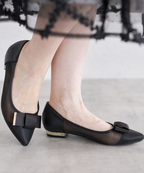 tocco closet(トッコ クローゼット)の「リボン付きシアードットバレエシューズ(バレエシューズ・レディース・シルバー/ブラック/ベージュ・LL/S/M/L)」の5枚目の写真