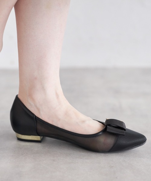 tocco closet(トッコ クローゼット)の「リボン付きシアードットバレエシューズ(バレエシューズ・レディース・シルバー/ブラック/ベージュ・LL/S/M/L)」の8枚目の写真
