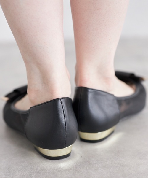 tocco closet(トッコ クローゼット)の「リボン付きシアードットバレエシューズ(バレエシューズ・レディース・シルバー/ブラック/ベージュ・LL/S/M/L)」の7枚目の写真