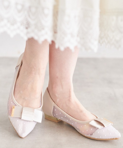 tocco closet(トッコ クローゼット)の「リボン付きシアードットバレエシューズ(バレエシューズ・レディース・シルバー/ブラック/ベージュ・LL/S/M/L)」の10枚目の写真