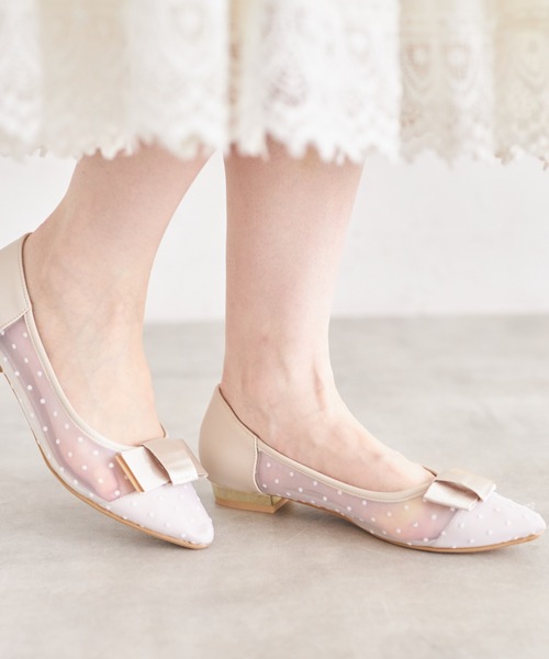 tocco closet(トッコ クローゼット)の「リボン付きシアードットバレエシューズ(バレエシューズ・レディース・シルバー/ブラック/ベージュ・LL/S/M/L)」の12枚目の写真