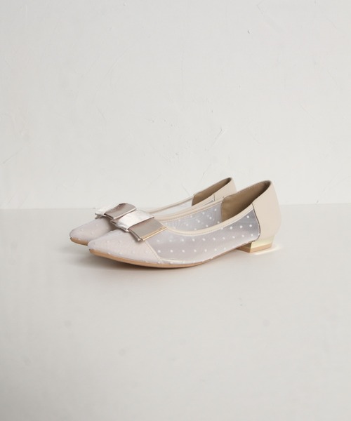 tocco closet(トッコ クローゼット)の「リボン付きシアードットバレエシューズ(バレエシューズ・レディース・シルバー/ブラック/ベージュ・LL/S/M/L)」の22枚目の写真