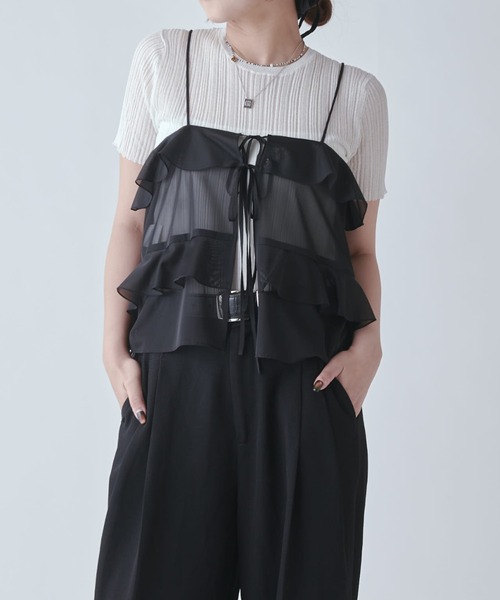 Lui's（ルイス）の「シフォンフリルキャミソール（キャミソール・レディース・ブラウン/ブラック・FREE）」の6枚目の写真