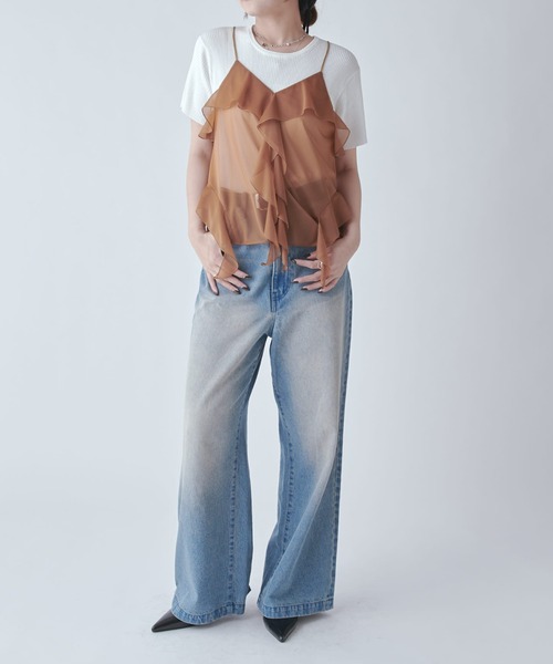 Lui's（ルイス）の「シフォンフリルキャミソール（キャミソール・レディース・ブラウン/ブラック・FREE）」の10枚目の写真