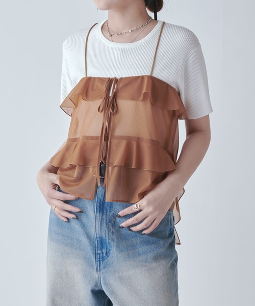 Lui's（ルイス）の「シフォンフリルキャミソール（キャミソール・レディース・ブラウン/ブラック・FREE）」の17枚目の写真