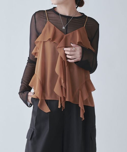 Lui's（ルイス）の「シフォンフリルキャミソール（キャミソール・レディース・ブラウン/ブラック・FREE）」の20枚目の写真