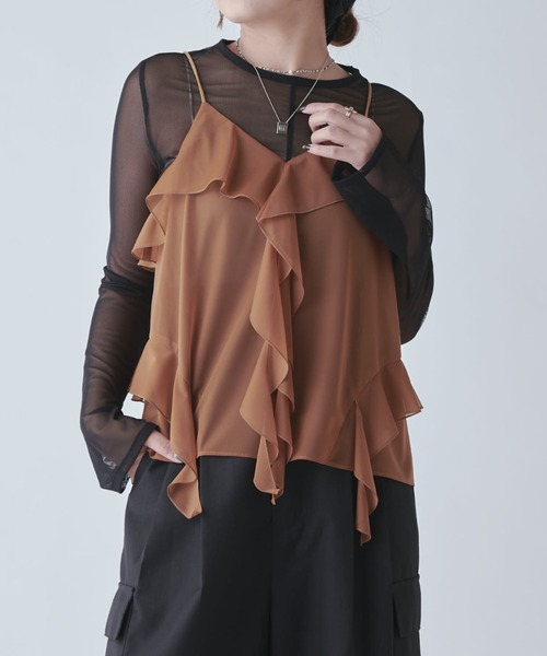 Lui's（ルイス）の「シフォンフリルキャミソール（キャミソール・レディース・ブラウン/ブラック・FREE）」の21枚目の写真