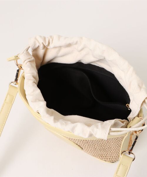 KOBE LETTUCE（コウベレタス）の「巾着ミニかごバッグ（かごバッグ・レディース・ブラック/イエロー/ブラウン・F）」の16枚目の写真