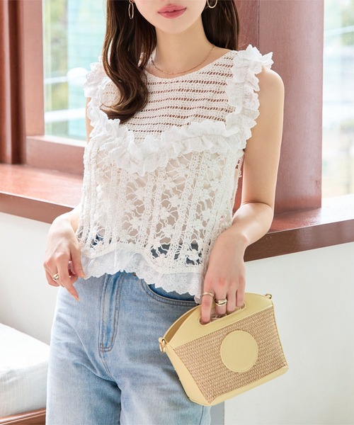 KOBE LETTUCE（コウベレタス）の「巾着ミニかごバッグ（かごバッグ・レディース・ブラック/イエロー/ブラウン・F）」の5枚目の写真