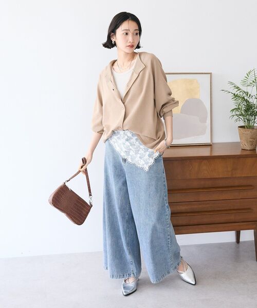 CRAFT STANDARD BOUTIQUE（クラフトスタンダードブティック）の「洗える/UVカット/毛玉軽減 ファンクショナルニットカーディガン（カーディガン/ボレロ・レディース・ベージュ/オフホワイト/ブラック/オレンジ・FREE）」の7枚目の写真