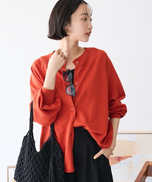 CRAFT STANDARD BOUTIQUE（クラフトスタンダードブティック）の「洗える/UVカット/毛玉軽減 ファンクショナルニットカーディガン（カーディガン/ボレロ・レディース・ベージュ/オフホワイト/ブラック/オレンジ・FREE）」の4枚目の写真