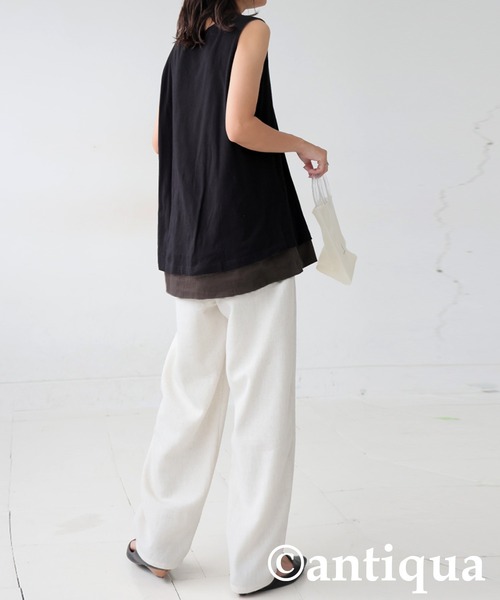 antiqua（アンティカ）の「レイヤード風タンクトップ（タンクトップ・レディース・ホワイト/ブラック/カーキ・ONESIZE）」の9枚目の写真