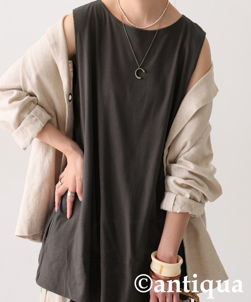 antiqua（アンティカ）の「レイヤード風タンクトップ（タンクトップ・レディース・ホワイト/ブラック/カーキ・ONESIZE）」の10枚目の写真