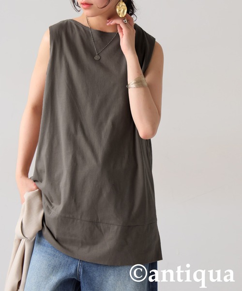antiqua（アンティカ）の「レイヤード風タンクトップ（タンクトップ・レディース・ホワイト/ブラック/カーキ・ONESIZE）」の12枚目の写真