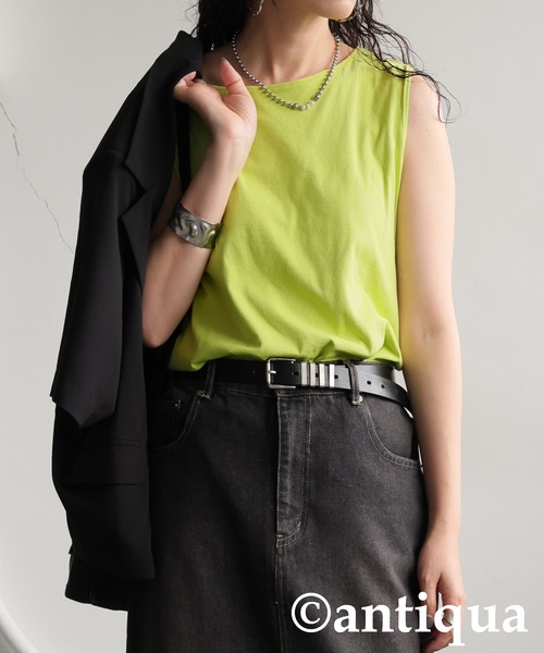 antiqua（アンティカ）の「レイヤード風タンクトップ（タンクトップ・レディース・ホワイト/ブラック/カーキ・ONESIZE）」の14枚目の写真