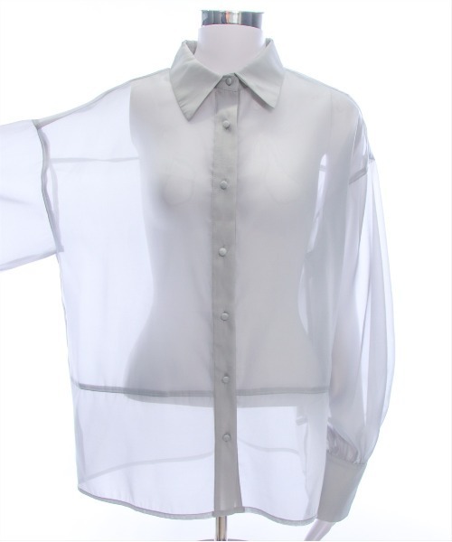 CLEAR BASIC（クリアベーシック）の「切替ロングシアーシャツ [着回し力抜群 大人 カジュアル]≪CLEAR BASIC≫（シャツ/ブラウス・レディース・ライトグレー/オフホワイト/ピンク・F）」の4枚目の写真