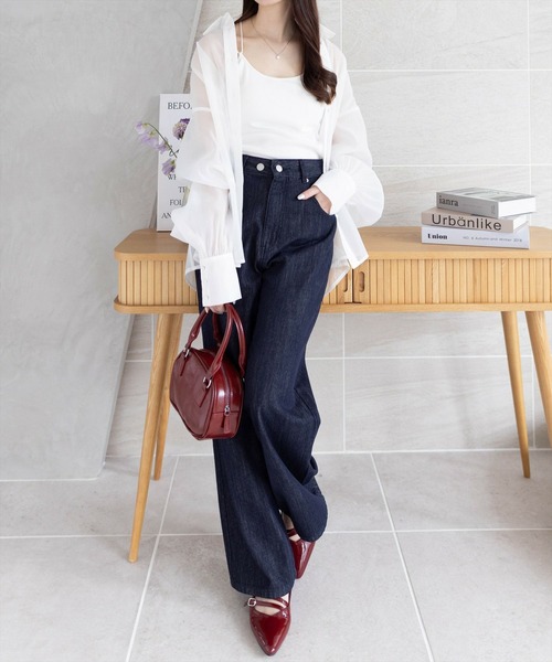 CLEAR BASIC（クリアベーシック）の「切替ロングシアーシャツ [着回し力抜群 大人 カジュアル]≪CLEAR BASIC≫（シャツ/ブラウス・レディース・ライトグレー/オフホワイト/ピンク・F）」の10枚目の写真