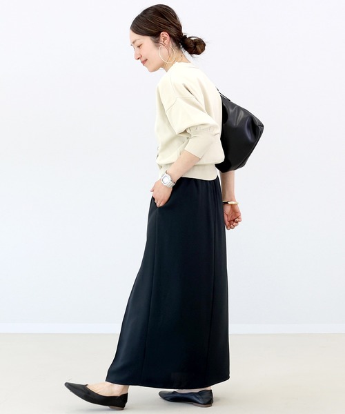 Aletta vita（アレッタビータ）の「杢調ツイルタックロングスカート（スカート・レディース・グレイッシュベージュ/ブラック/ダークブラウン・M/L）」の6枚目の写真
