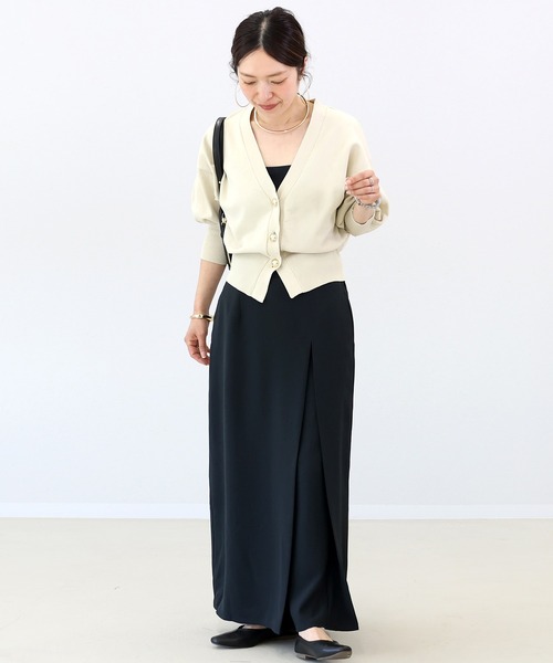 Aletta vita（アレッタビータ）の「杢調ツイルタックロングスカート（スカート・レディース・グレイッシュベージュ/ブラック/ダークブラウン・M/L）」の5枚目の写真