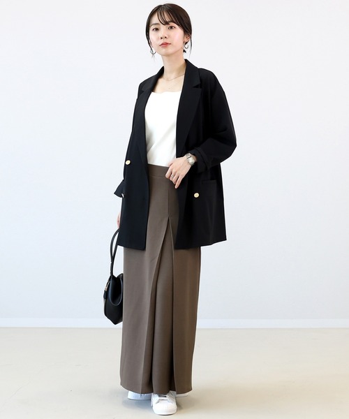 Aletta vita（アレッタビータ）の「杢調ツイルタックロングスカート（スカート・レディース・グレイッシュベージュ/ブラック/ダークブラウン・M/L）」の20枚目の写真