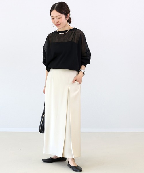 Aletta vita（アレッタビータ）の「杢調ツイルタックロングスカート（スカート・レディース・グレイッシュベージュ/ブラック/ダークブラウン・M/L）」の15枚目の写真