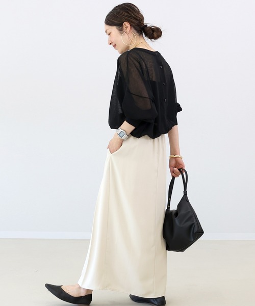 Aletta vita（アレッタビータ）の「杢調ツイルタックロングスカート（スカート・レディース・グレイッシュベージュ/ブラック/ダークブラウン・M/L）」の14枚目の写真