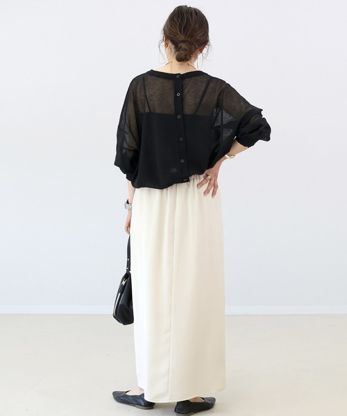 Aletta vita（アレッタビータ）の「杢調ツイルタックロングスカート（スカート・レディース・グレイッシュベージュ/ブラック/ダークブラウン・M/L）」の13枚目の写真