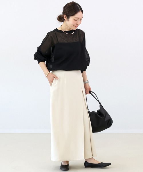 Aletta vita（アレッタビータ）の「杢調ツイルタックロングスカート（スカート・レディース・グレイッシュベージュ/ブラック/ダークブラウン・M/L）」の12枚目の写真