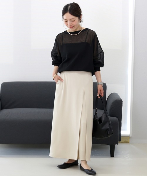Aletta vita（アレッタビータ）の「杢調ツイルタックロングスカート（スカート・レディース・グレイッシュベージュ/ブラック/ダークブラウン・M/L）」の11枚目の写真