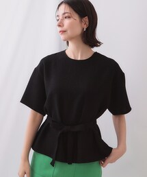 【新品タグ付き】OPAQUE.CLIP ぺプラムジレ　黒　36(S) 長さ調整可能！千鳥柄スカーフ付き合皮ミニショルダーバッグ
