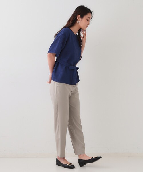 OPAQUE.CLIP（オペークドットクリップ）の「ストレッチジャカード2WAYリボントップス/セットアップ対応可【洗濯機洗い可】（シャツ/ブラウス・レディース・ブラック/ブルー系その他/オフホワイト・38/42/40）」の17枚目の写真