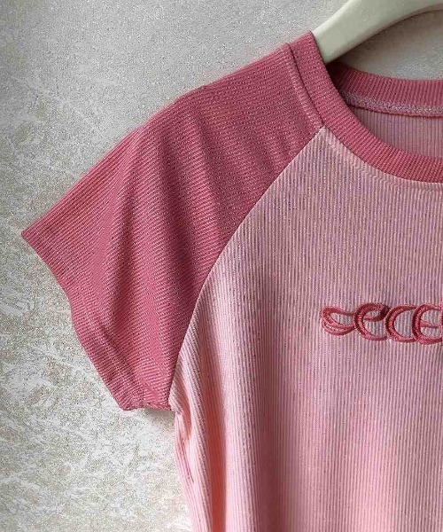 maison de LATIR(メゾンドラティール)の「バイカラーロゴショート丈Tシャツ(Tシャツ/カットソー・レディース・ネイビー/ピンク・FREE)」の11枚目の写真