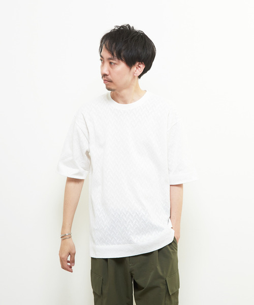 MEN'S MELROSE メンズメルローズ ヘリンボーン柄 ウール ツイード★ フーデッド コート Sz.4　メンズ 日本製　c512ta95 セールヘリンボーンメッシュハーフスリーブTシャツ（Tシャツ