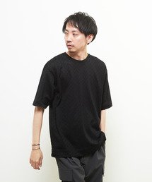 ヘリンボーンメッシュハーフスリーブTシャツ