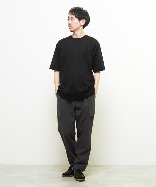 MEN'S MELROSE（メンズメルローズ）の「ヘリンボーンメッシュハーフスリーブTシャツ（Tシャツ/カットソー・メンズ・ブラック/ホワイト・3/4）」の16枚目の写真