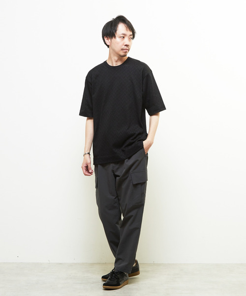 MEN'S MELROSE（メンズメルローズ）の「ヘリンボーンメッシュハーフスリーブTシャツ（Tシャツ/カットソー・メンズ・ブラック/ホワイト・3/4）」の15枚目の写真