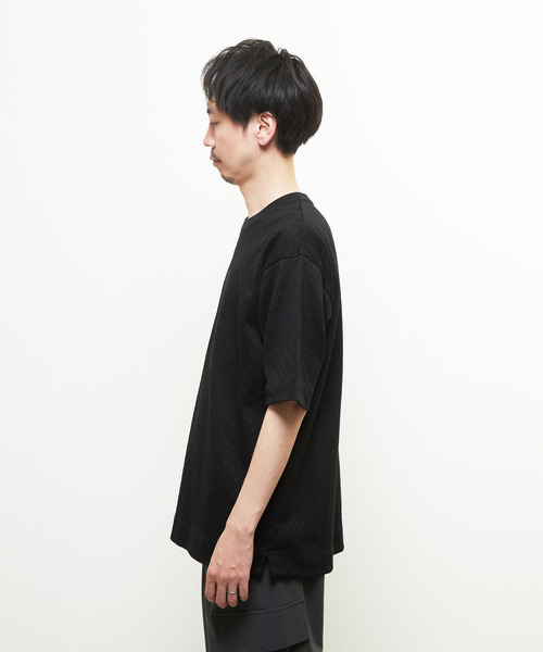 MEN'S MELROSE（メンズメルローズ）の「ヘリンボーンメッシュハーフスリーブTシャツ（Tシャツ/カットソー・メンズ・ブラック/ホワイト・3/4）」の13枚目の写真